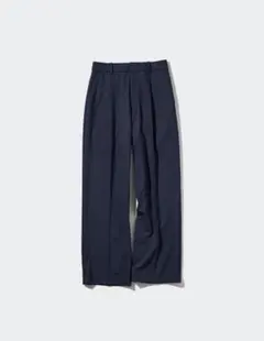 ユニクロ　UNIQLO ネイビー ストライプ ワイドパンツ