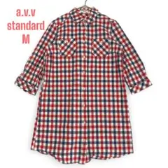 【a.v.v アーヴェヴェスタンダード】チェックシャツ 七分袖 コットン M