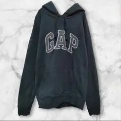 GAP ギャップ ブラック パーカー カジュアル 春 M 刺繍ロゴ メンズ