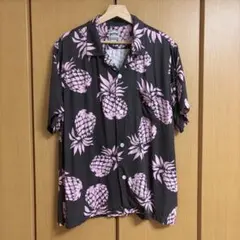ヒューストン アロハシャツ パイナップル柄 ブラック×ピンク M アセテートのサムネイル