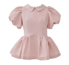 Daisy puff sleeve tweed tops pinkのサムネイル