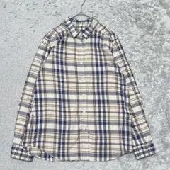 Basic Scroll チェック柄シャツトップス長袖［L］ベージュ系