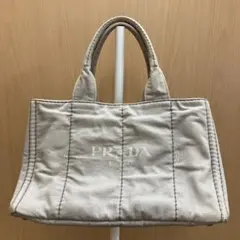 PRADA カナパトートデニムキャンバス 三角ロゴ グレー ゴールド金具 