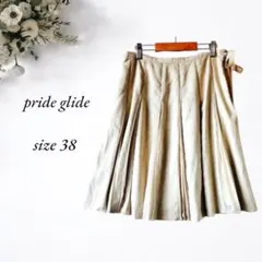 pride glideプリーツスカート 38 ベージュ スウェード 裏地 364のサムネイル