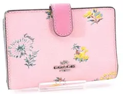 COACH コーチ 花柄 フラワー 二つ折り財布 ピンク レディース 女性