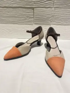 fitfitフィットフィット ポインテッドトゥオレンジ ベージュ22.5cm