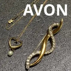 AVON エイボン ヴィンテージ ネックレス ブローチ セット ゴールドカラー