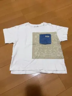 branshes ペイズリー柄　デニムポケットTシャツ ホワイトのサムネイル