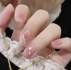 【24枚セット】ネイルチップ チーク ラメ ワンホン 韓国 オフィスネイル