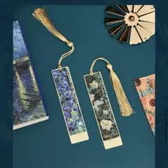 【SALE】ゴッホ アイリス 白バラ 金属製 しおり 絵画