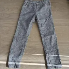 【120】チェック柄スリムフィット長ズボン