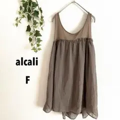 alcaliアルカリ【F】レディースチュニックワンピース　カーキ　ノースリーブのサムネイル