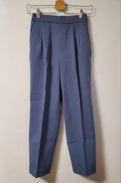 グローバルワーク あったかウツクシルエット テーパードパンツ S ブルー