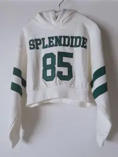 【新品未使用】ショート丈 パーカー 韓国風 クロップド 白 グリーン