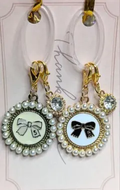 リボンデザインのパールチャーム♡アンブレラマーカー２個セット☆