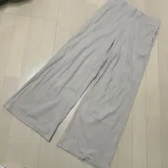 リブニットパンツ ワイドパンツ