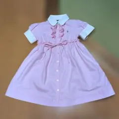 ラルフローレン ピンク オックスフォード生地 子ども用半袖ワンピース フリル付き