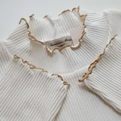 新品　SM2☆オフ／配色メローリブフリルスタンドネックカットソーインナー