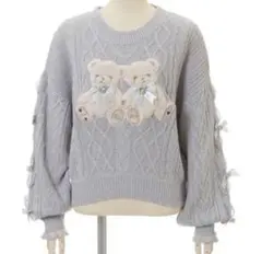 リズリサ lizlisa Twin Bears ニットトップス ブルー くま - メルカリ