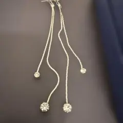 エレガント ロングチェーンピアス クリスタルボール