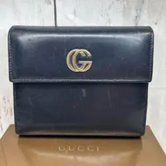 GUCCI 手帳ケース　レザー　インターロッキング　ブラック　ロゴ　手帳カバー