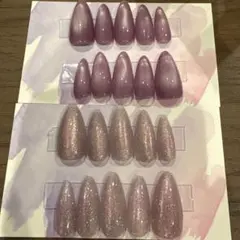 287 パープルマグネットジェル＆ピンクラメ入マグネットジェルネイルチップセット