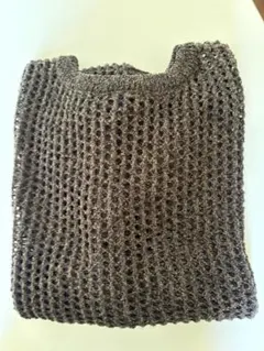 ベージュ×黒の透かし編み　セーター（前後兼用）