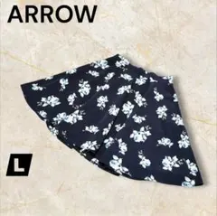 ARROW ひざ丈　フレアスカート 花柄 ネイビー Lサイズのサムネイル