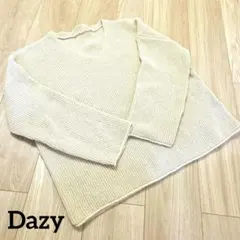 Dazy ベージュ Vネック ゆったり長袖ニットセーター