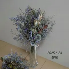 初夏の優しいブーケ　大きめスワッグブーケ　淡いパープル