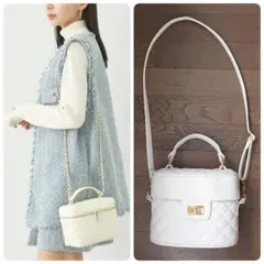 キルティング　2way　バニティ　ショルダーバッグ　ハンドバッグ