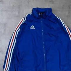 00s アディダス adidas 青 ストライプ ナイロンジャケット