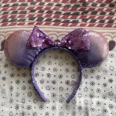 【Disney】カチューシャ　スパンコール　パープルグラデーション　ミニー