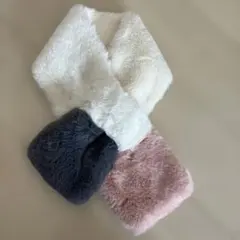 美品　エコファー素材の3色切り替えマフラー　百貨店購入