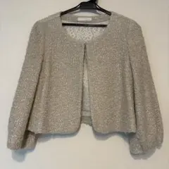 【美品】ノーリーズ ノーカラージャケット　ベージュ　Mサイズ　ラメ入りのサムネイル