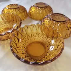 昭和レトロ　琥珀色　アンバーガラス　鉢　小物入れ
