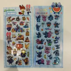 2枚セット3Dズートピア スティッチ 立体シールセット