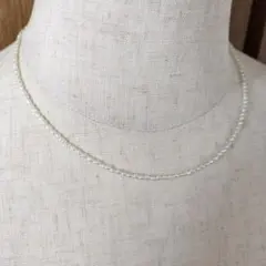 淡水パールネックレス、ライス型淡水パール、38cm、全長43cm