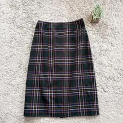美品✨【INDIVI】タータンチェック柄 タイトスカート ストレート ミディ丈