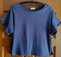 美品　SM2 フリル袖 ネイビー クロップドTシャツ