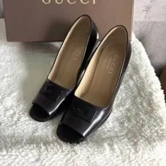 GUCCI ヴィンテージオープントゥパンプス　23cm 箱　ショップカード付き