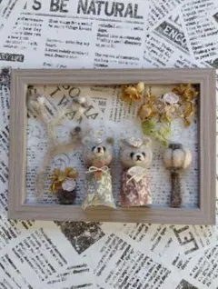 桃の節句☘お雛様　ナチュラルくまさん　ハンドメイド　羊毛フェルト