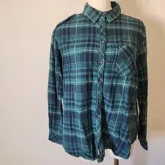 earth music&ecology チェック柄 ネルシャツ グリーン L