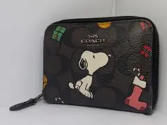 COACH コーチ スヌーピー コラボ 二つ折り財布 pvc シグネチャー
