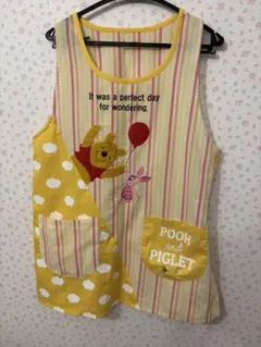 保育士エプロン【プーさんとピグレット】　M-L