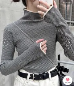 CIAOPANIC TYPY アンチピリング配色ステッチボーダータートルニット