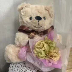 【最終値下げ】【未使用】くまのぬいぐるみ+プリザーブドフラワー テディベア