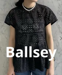 美品】Ballsey パンチングレース ブラウス キーネック ブラック 36