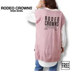 【RODEO CROWNS WIDE BOWL】Vネックニットワンピース ピンク