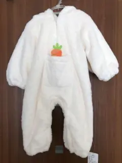 ロンパース クリスマス ベビー 70 カバーオール かわいい うさぎ ホワイト